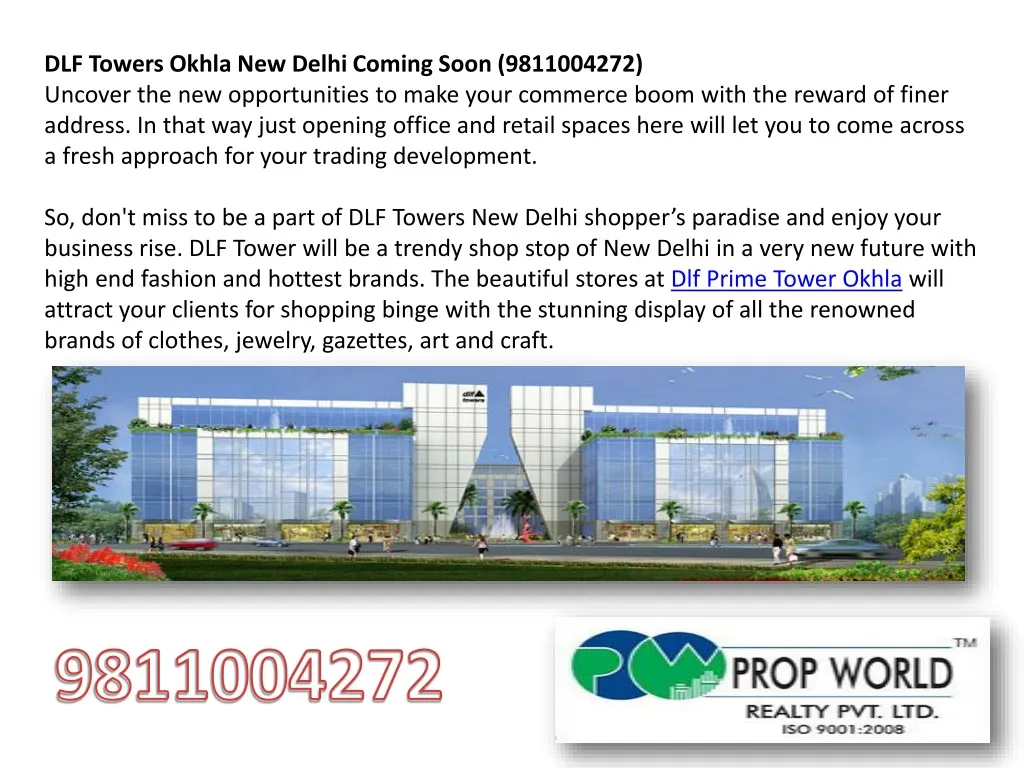 dlf towers okhla new delhi coming soon 9811004272