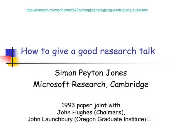 How to give a good research talk