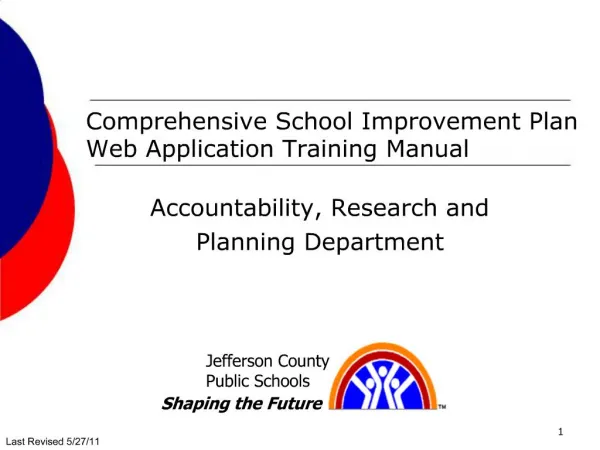 Comprehensive School Improvement Plan Web Application Training Manual