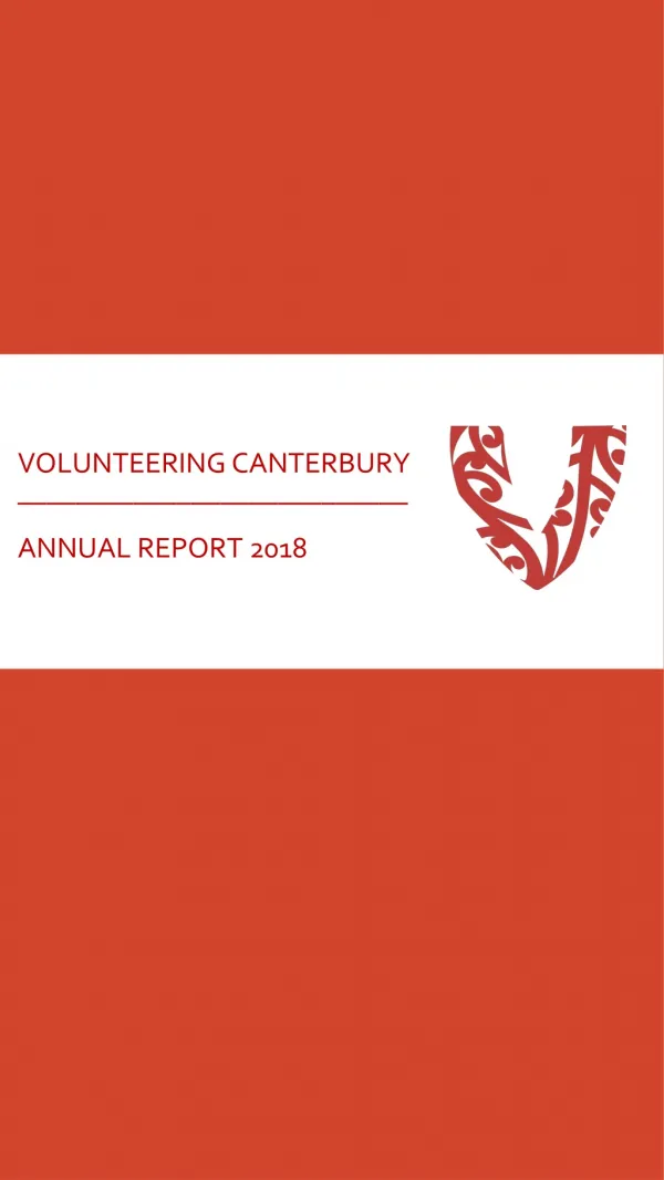 Volunteering CANTERBURY ___________________________ ANNUAL REPORT 2018