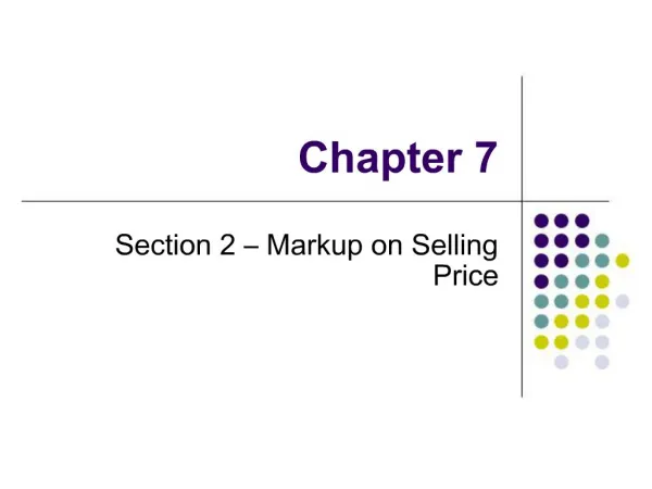 Section 2 Markup on Selling Price