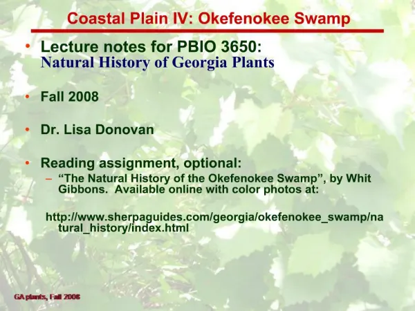 Coastal Plain IV: Okefenokee Swamp