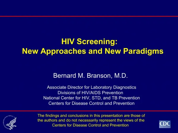 HIV Screening: New Approaches and New Paradigms