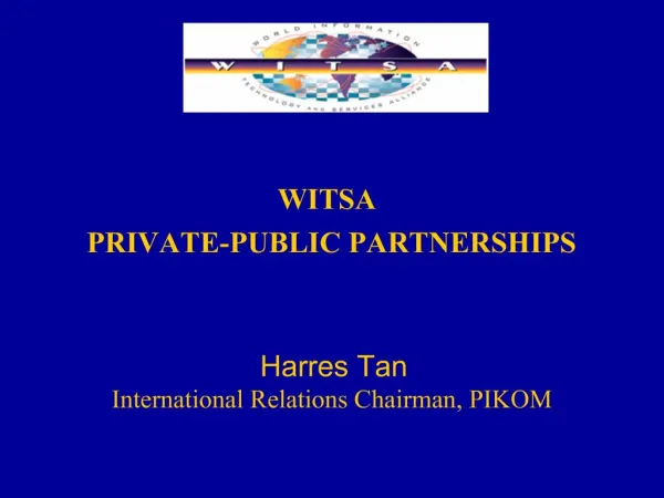 WITSA PRIVATE-PUBLIC PARTNERSHIPS