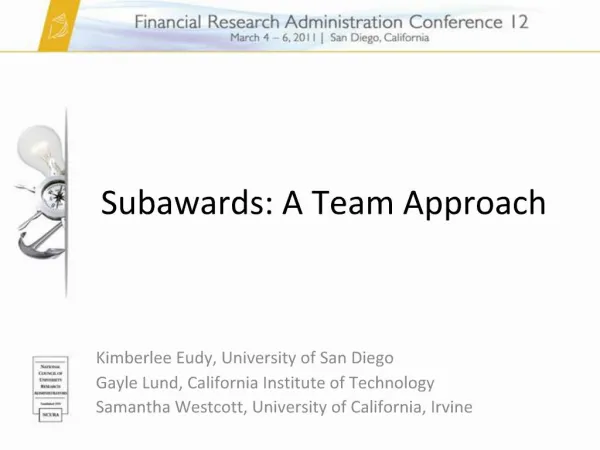 Subawards: A Team Approach
