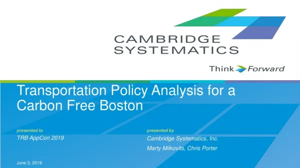 Transportation Policy Analysis for a Carbon Free Boston