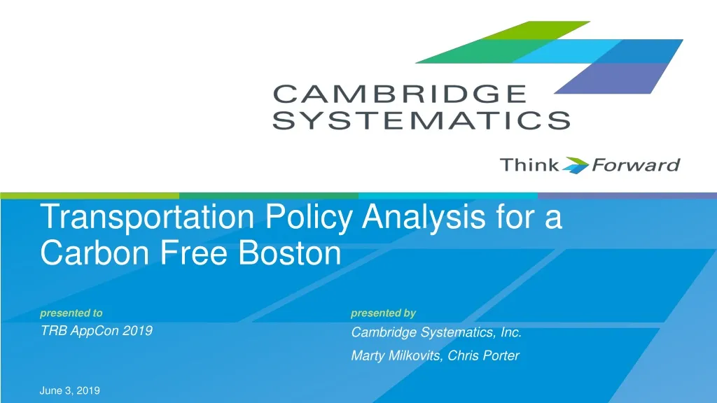 transportation policy analysis for a carbon free boston