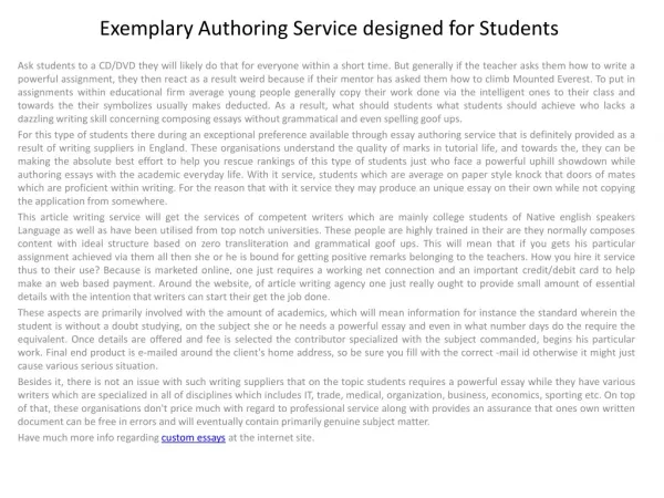 Exemplary Authoring Service designed for Students