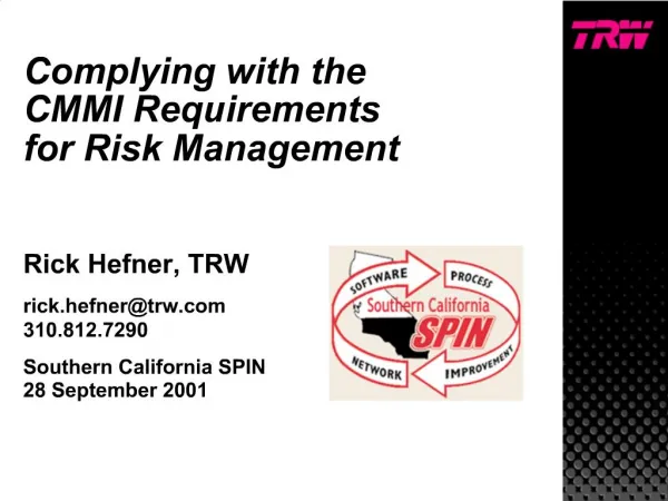 Complying with the CMMI Requirements for Risk Management