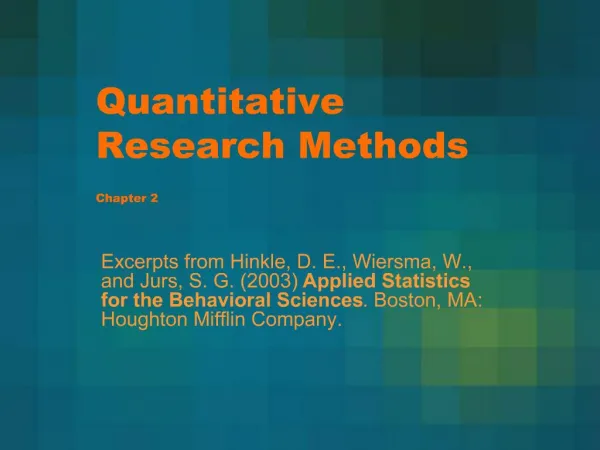 Quantitative Research Methods Chapter 2