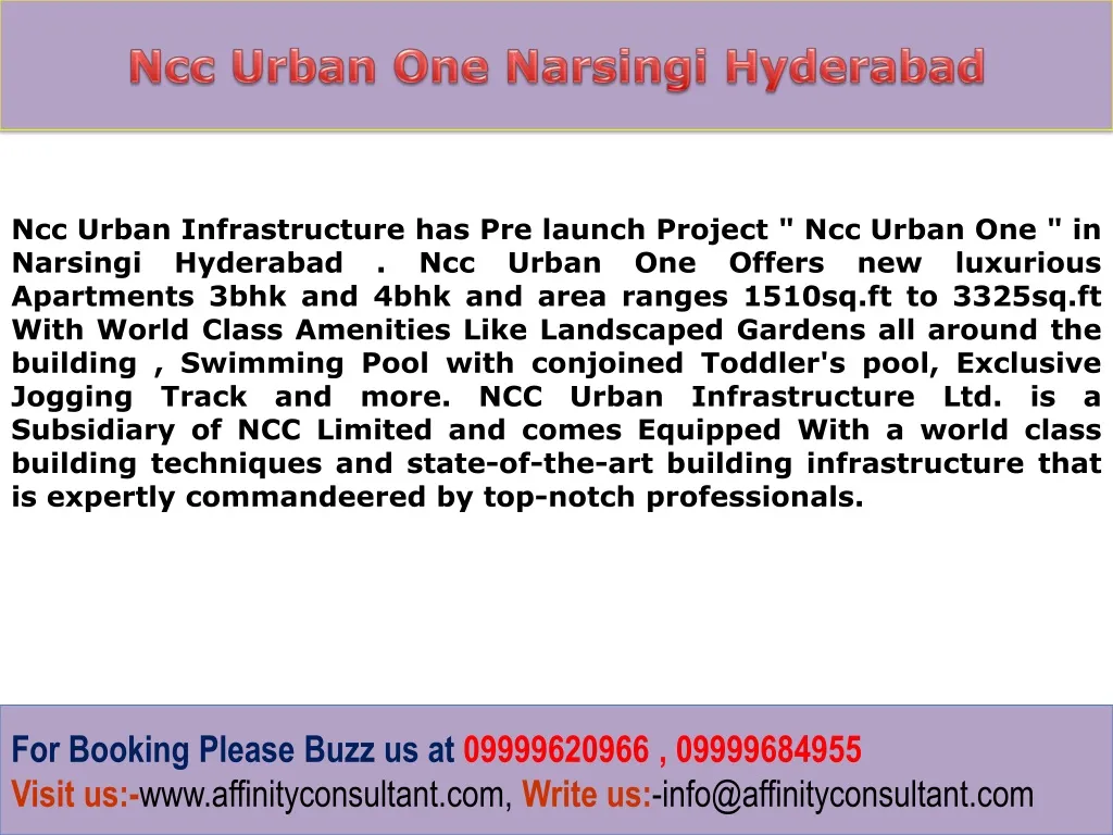 ncc urban one narsingi hyderabad