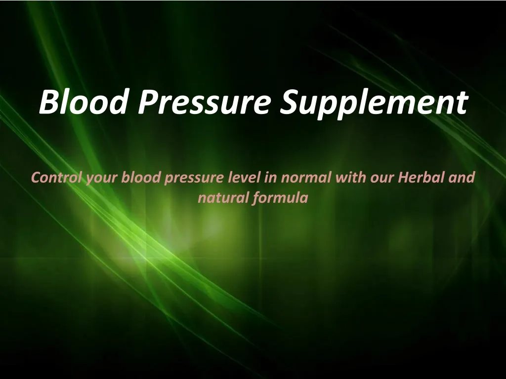 blood pressure supplement
