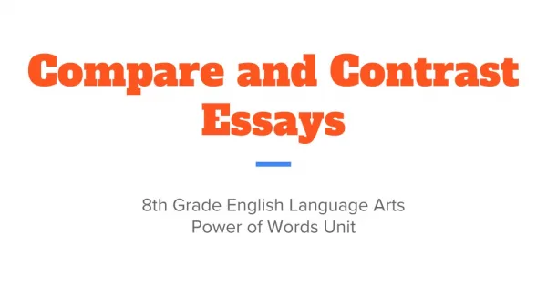 Compare and Contrast Essays