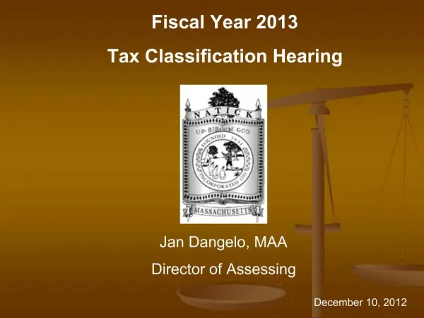 Fiscal Year 2013 Tax Classification Hearing