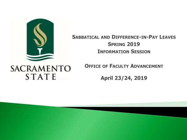 Sabbatical and Difference-in-Pay Leaves Spring 2019 Information Session