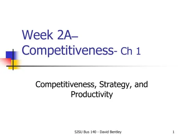Week 2A Competitiveness - Ch 1