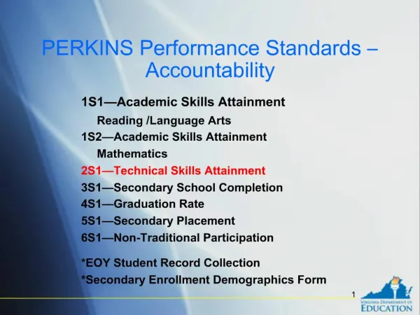 PERKINS Performance Standards Accountability