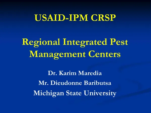 USAID-IPM CRSP Regional Integrated Pest Management Centers