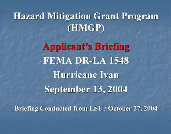 Hazard Mitigation Grant Program HMGP