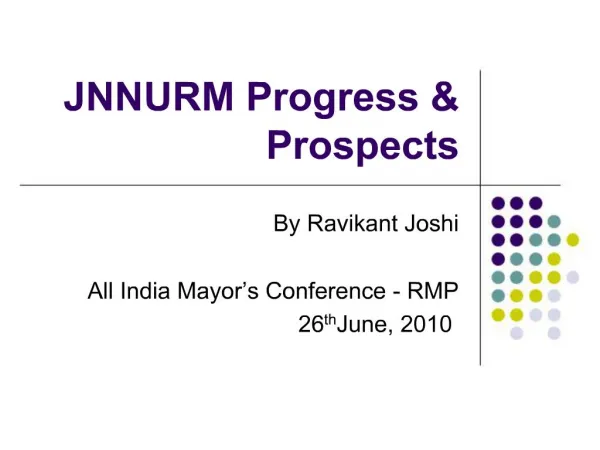 JNNURM Progress Prospects