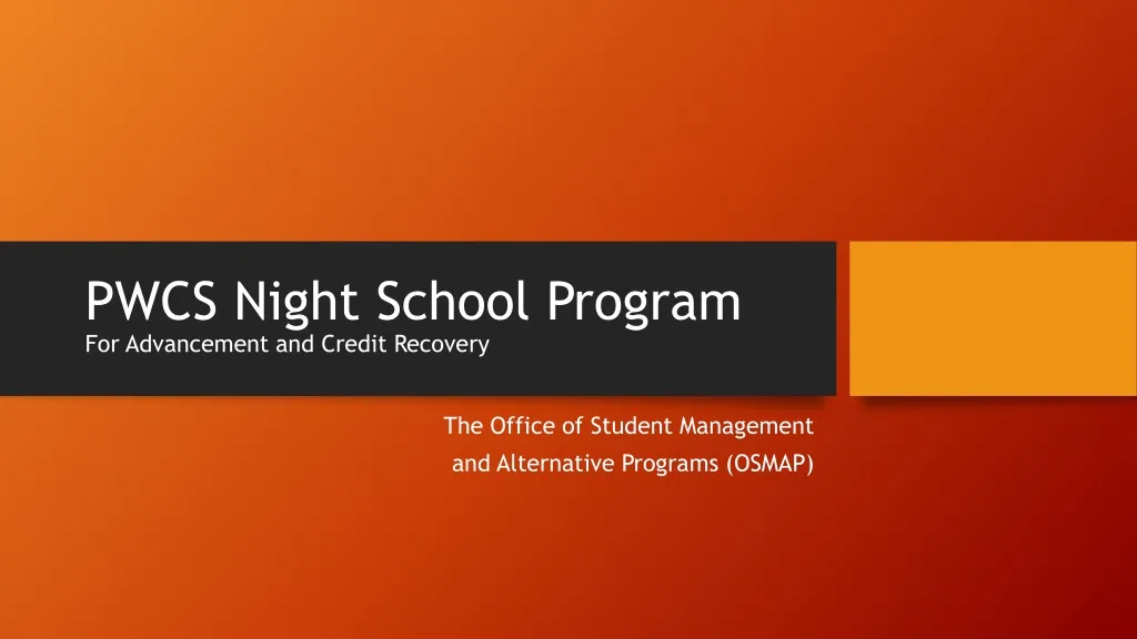 pwcs night school program for advancement and credit recovery