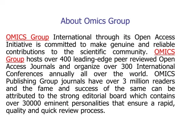 About Omics Group