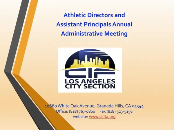 Athletic Directors and Assistant Principals Annual Administrative Meeting