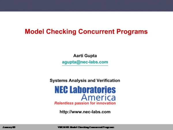Model Checking Concurrent Programs