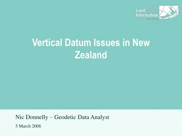 Vertical Datum Issues in New Zealand