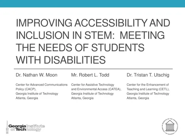 Improving Accessibility and Inclusion In STEM: Meeting the needs of Students with Disabilities