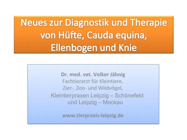 Neues zur Diagnostik und Therapie von H fte, Cauda equina, Ellenbogen und Knie