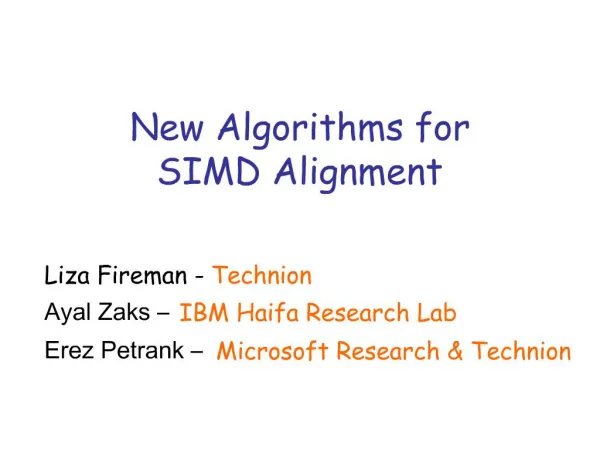 New Algorithms for SIMD Alignment