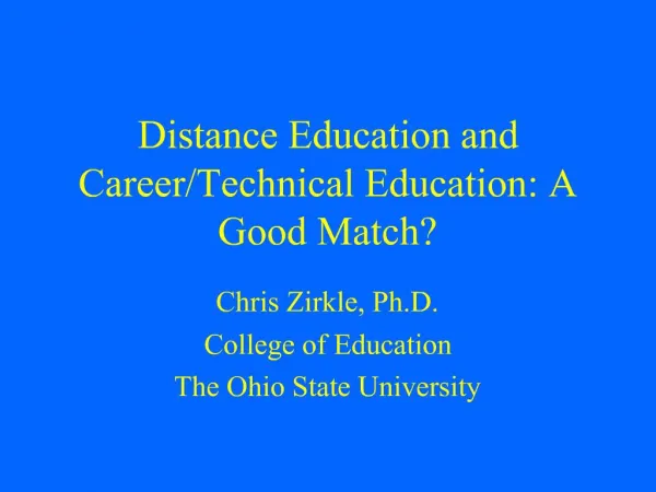 Distance Education and Career