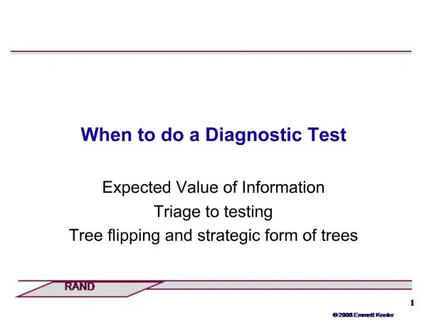 When to do a Diagnostic Test