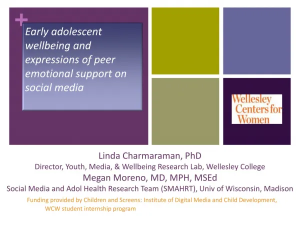 Early adolescent wellbeing and expressions of peer emotional support on social media