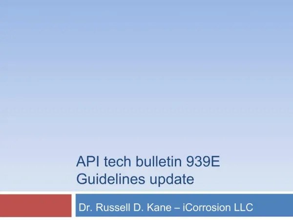 API tech bulletin 939E Guidelines update