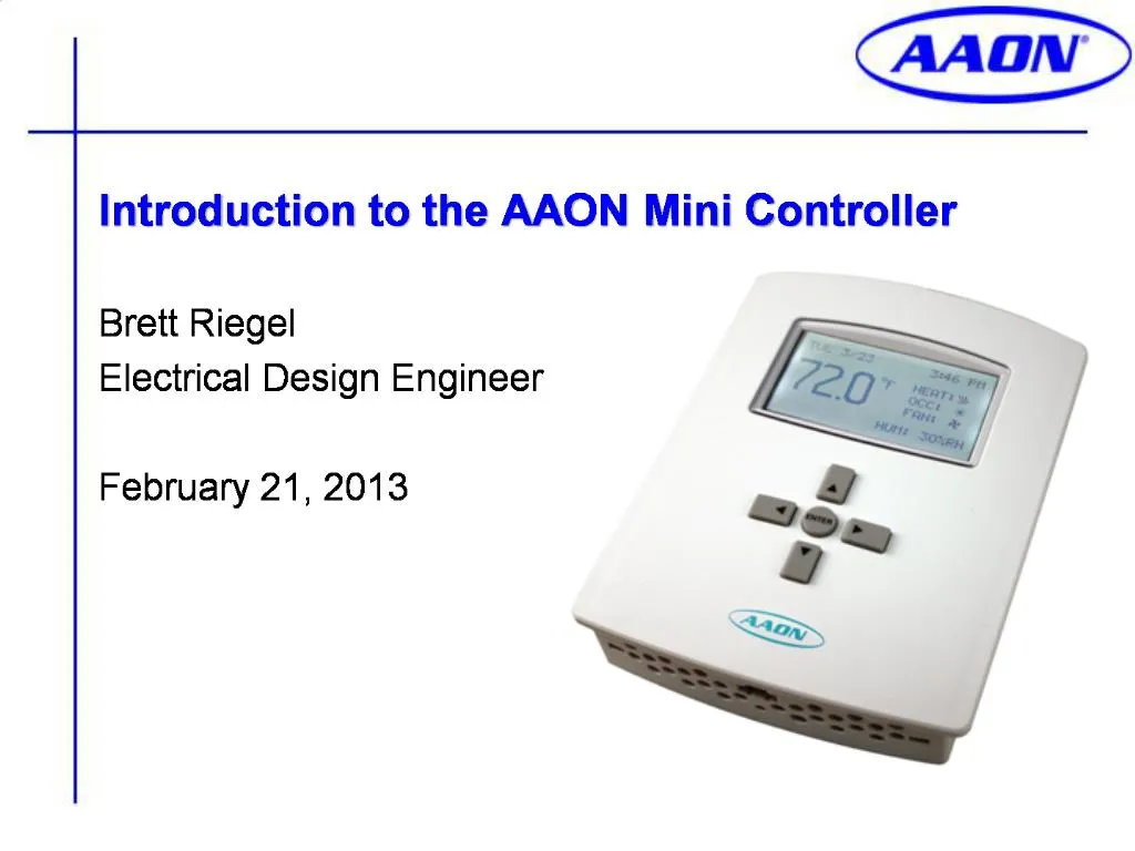 PPT - Introduction to the AAON Mini Controller Brett Riegel Electrical ...