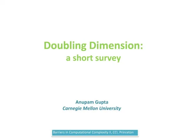 Doubling Dimension: a short survey