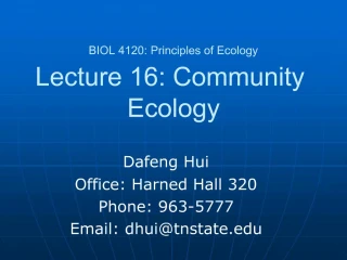 BIOL 4120: Principles of Ecology Lecture 16: Community Ecology - slide 1