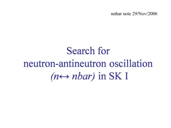 Search for neutron-antineutron oscillation n nbar in SK I