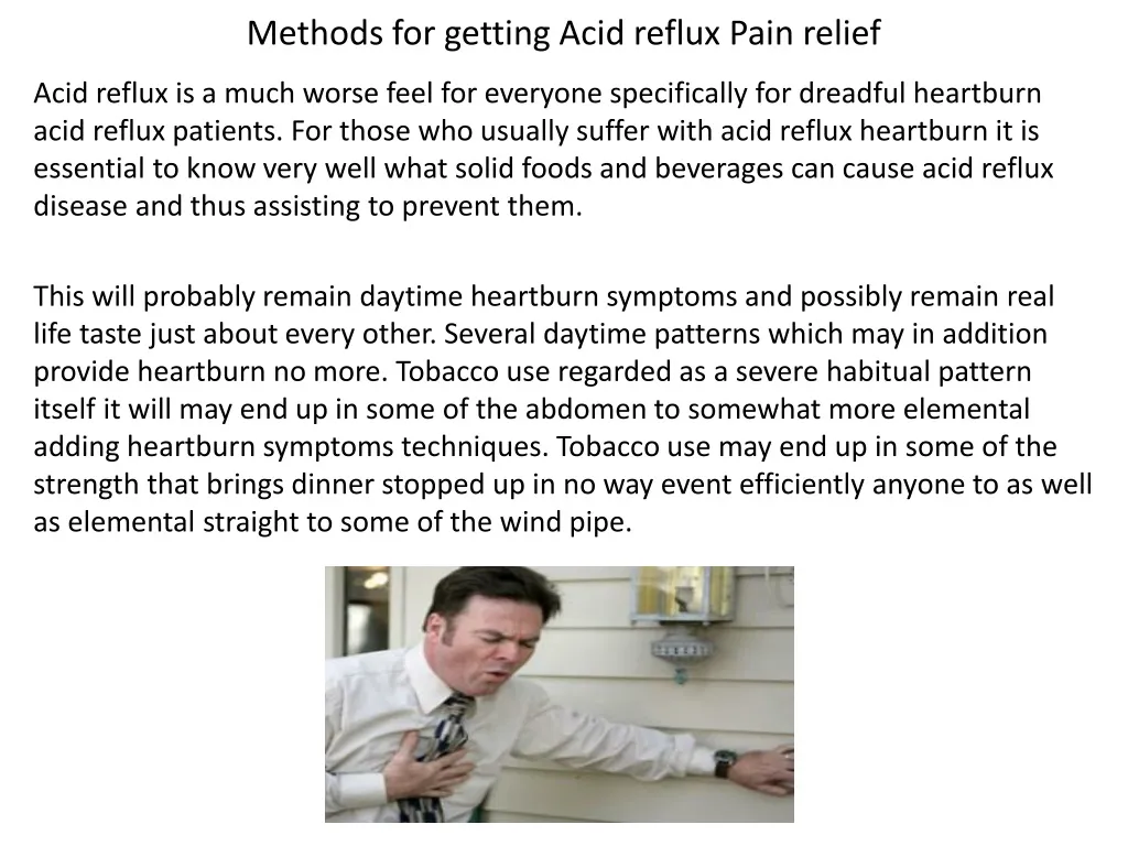methods for getting acid reflux pain relief
