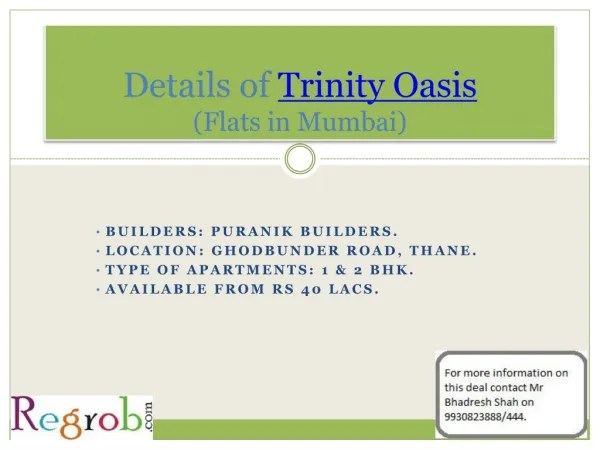 Trinity Oasis offers 1 & 2 BHK Flats in Thane from Rs 40 Lac