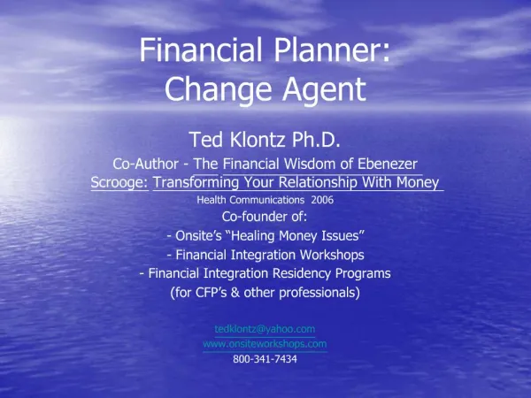 Financial Planner: Change Agent