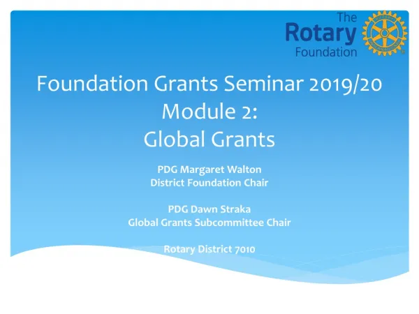 Foundation Grants Seminar 2019/20 Module 2: Global Grants