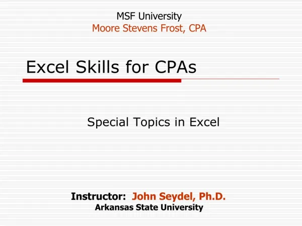 Excel Skills for CPAs