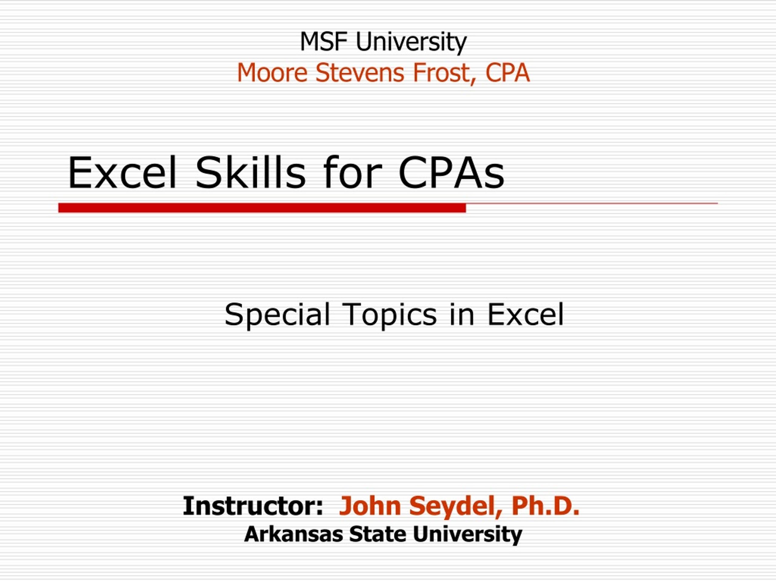 PPT - Excel Skills for CPAs PowerPoint Presentation, free download - ID ...