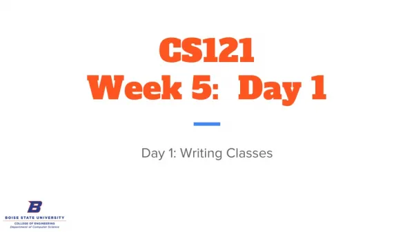 CS121 Week 5: Day 1