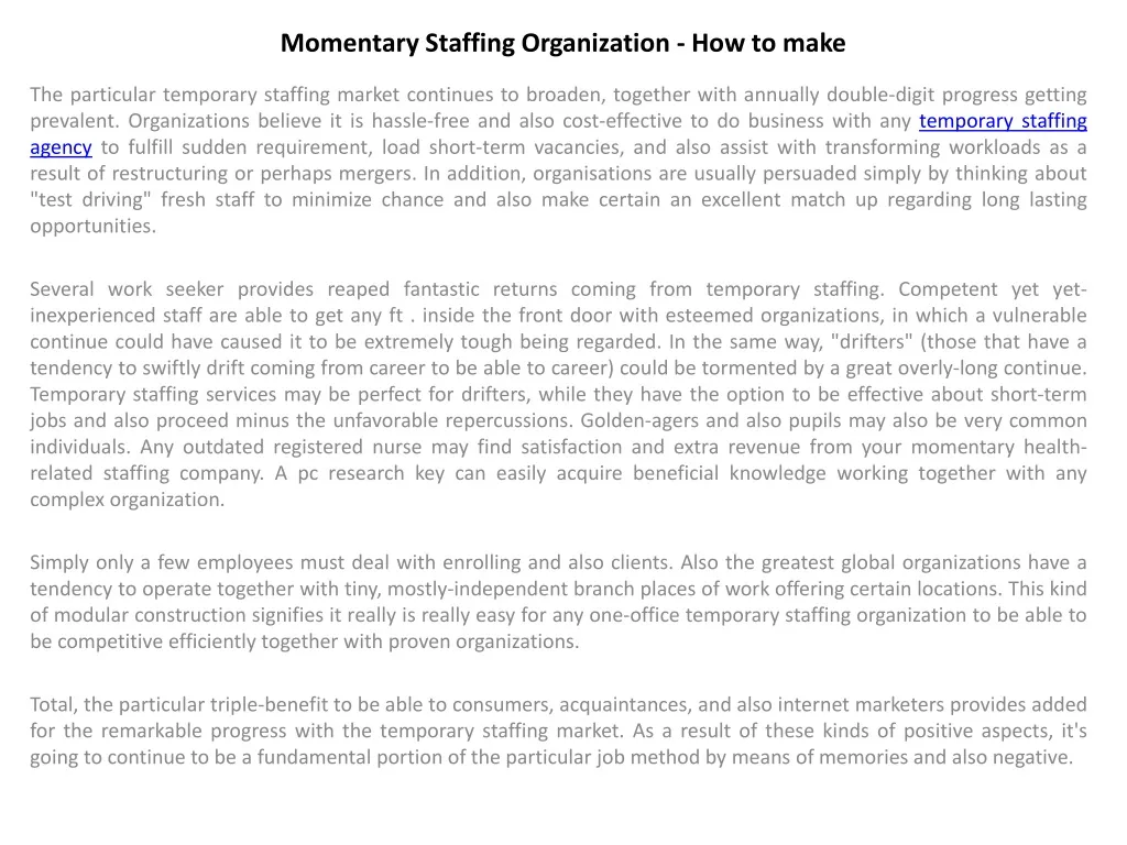 momentary staffing organization how to make