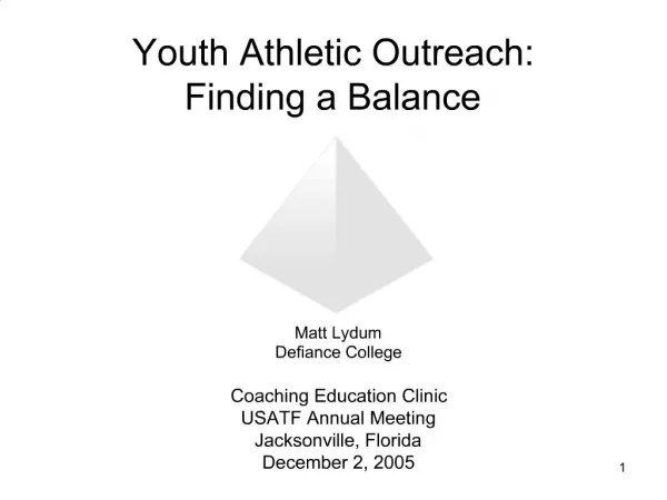 Youth Athletic Outreach: Finding a Balance