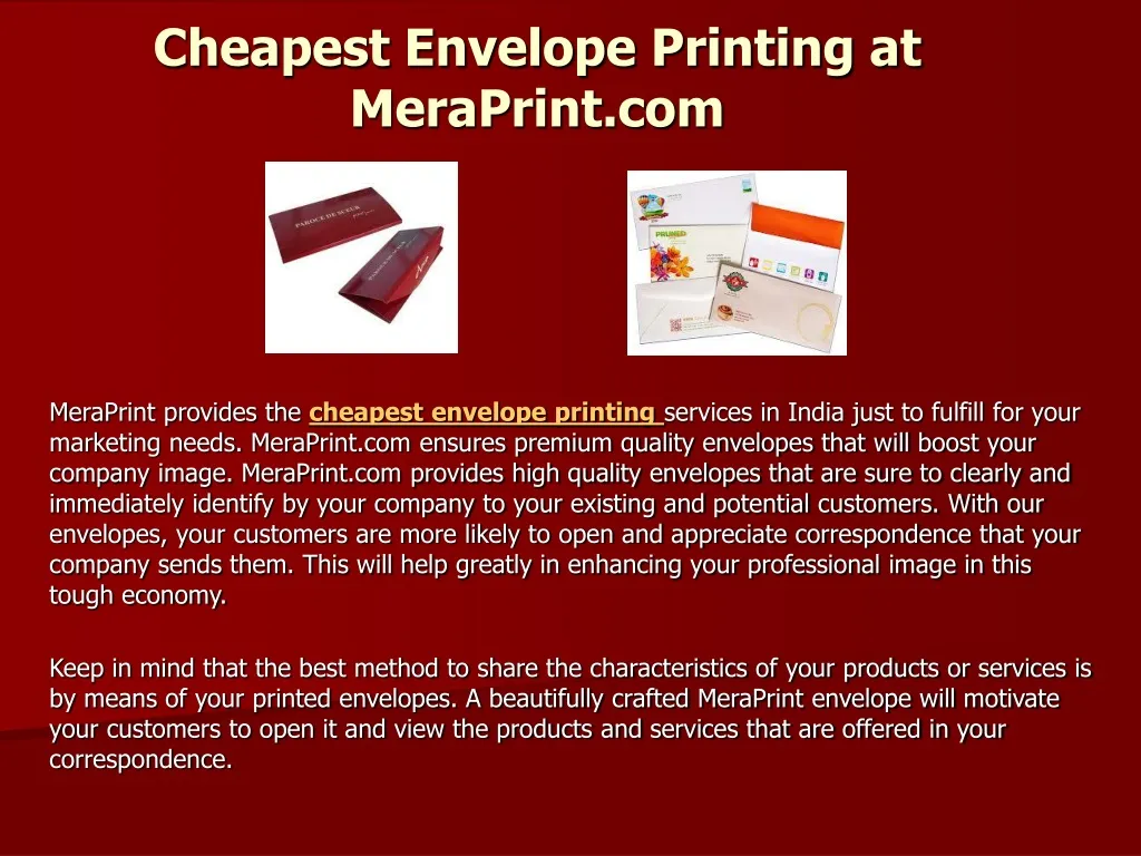 cheapest envelope printing at meraprint com